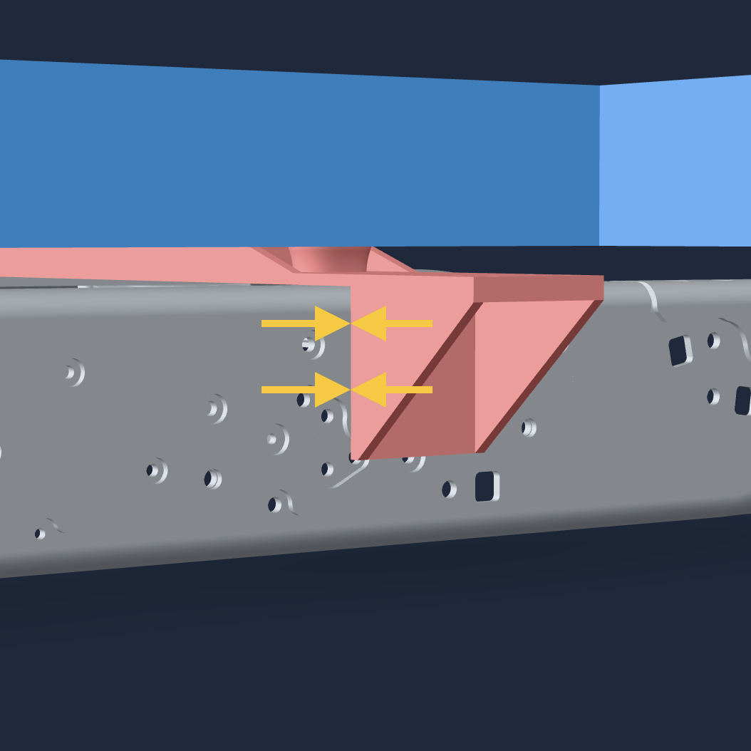 Positioning of the forward clamping brackets (1)